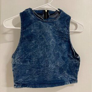 Charlotte Russe Distressed Jean Crop Top